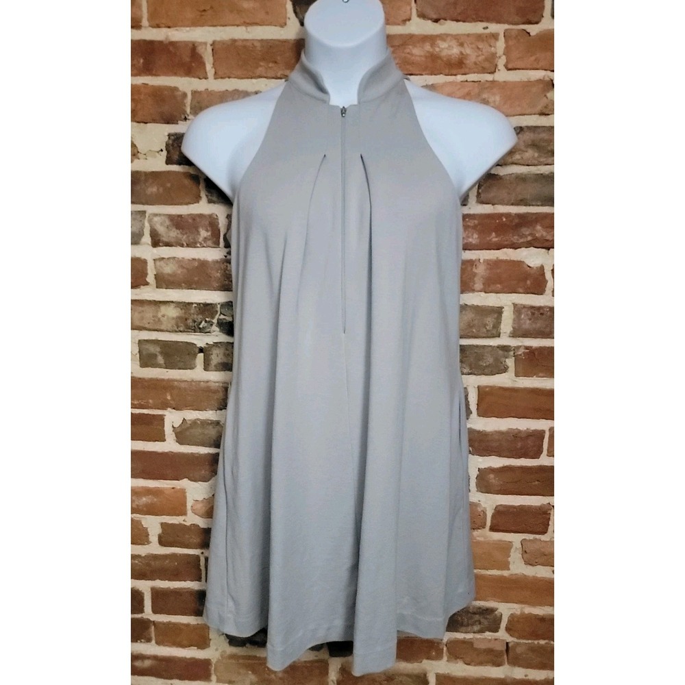 Trina Turk Halter Dress Gray Size 8 A-Line Wool Blend Sleeveless Party